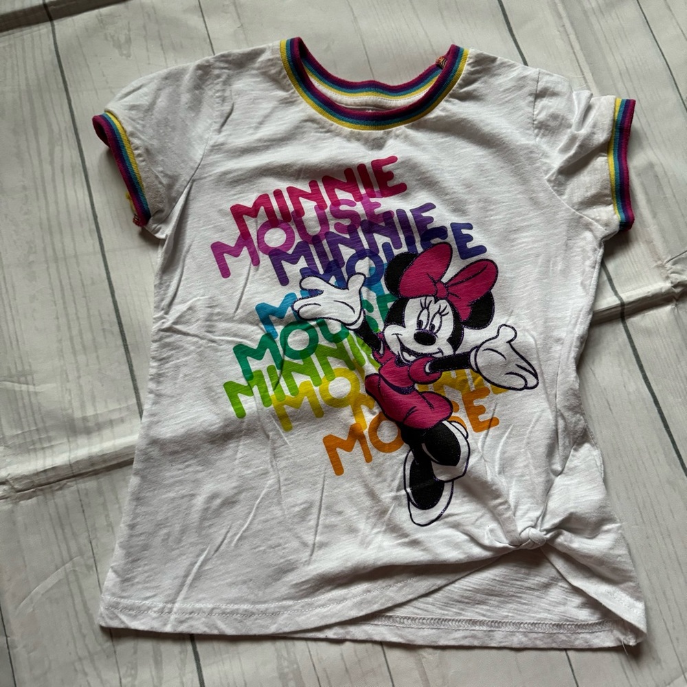 Colorful Disney Store Minnie Mouse Short Sleeved Shirt Size Medium 7/8